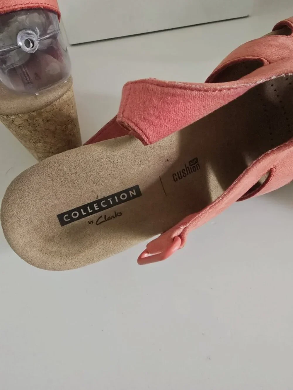Clarks Annadel Bari Platform Wedge Sandals Pink Leather Shoes 7.5 Y2K 90s Womens